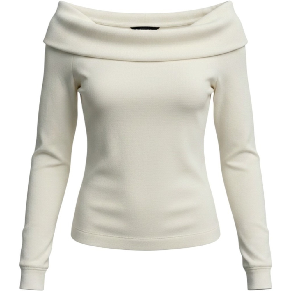 Banana Republic Top Women S Cream Soft Luxe Off Shoulder Portrait Long Sleeve